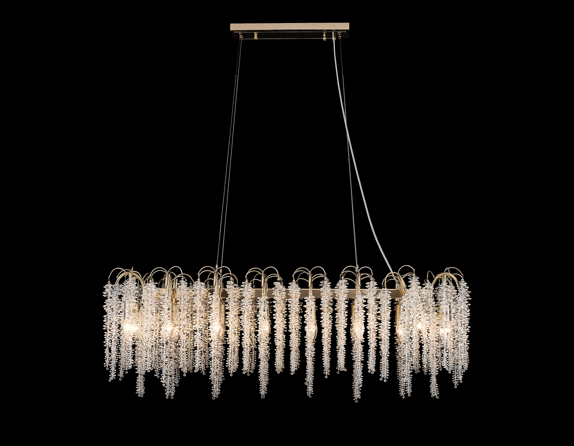 Wisteria French Gold Crystal Ceiling Lights Diyas Linear Crystal Fittings